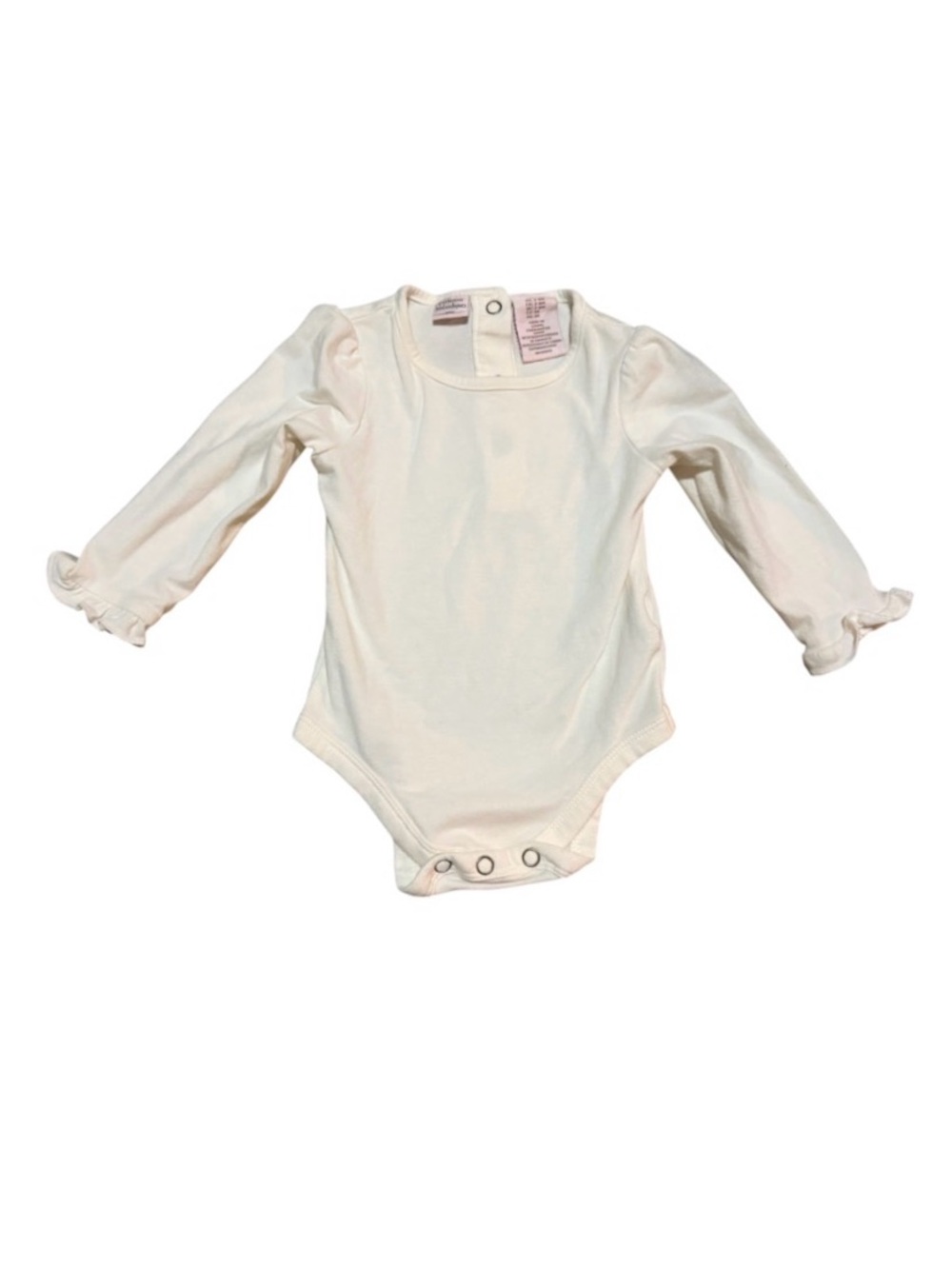 Classic Long-Sleeve White Baby One-Piece Bodysuit with Ruffle Sleeves